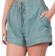 Zenana Blue Gray Drawstring Shorts Size X-Large