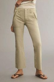 [Anthropologie] Pilcro Neutral Khaki High Rise Yaya Crop Flare Pants NWT Size 34