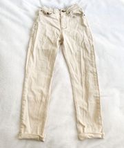 Beige High Waisted Straight Jeans