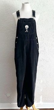 Vintage‎  Tweety Bird black velveteen adjustable overalls size xs