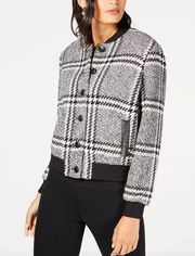 Rachel Zoe Cate Houndstooth Plaid Button Front Wool Plaid Jacket Size 10