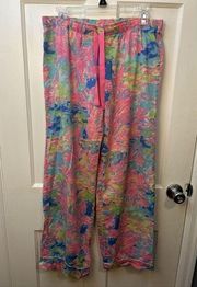 Lilly Pulitzer 100% Cotton Pants Womens Medium Multicolor Neon Pajama Pants