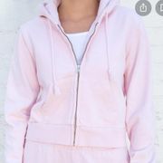 Brandy Melville  Light Pink Crystal Cropped Zip Up