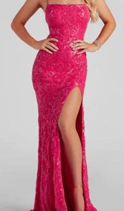 Rowena Sequin Mermaid Gown In Fuchsia, S