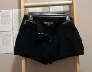 Black Shorts with Zipper, Buttons, and Pockets