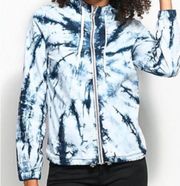 Zine Blue White Tie Dye Full Zip Casual Jacket 100% Cotton Lightweight Size M