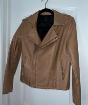 Light Brown Faux Leather Moto Jacket