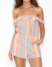 Ruffle Off Shoulder Boho Romper