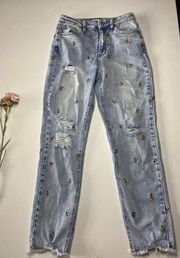 Sunflowers All Over Distressed Jeans