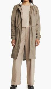 Rains Waterproof Women's Hooded String Parka Taupe Jacket NWT $155