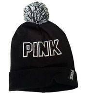 Victoria's Secret Victoria’s Secret PINK Black/White Pom Pom Beanie Hat