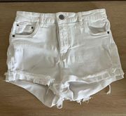 Zara White Denim High Waist Shorts Size 2