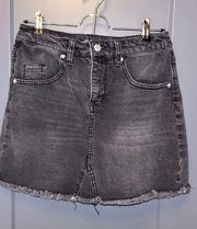 Black Distressed Denim Mini Skirt