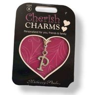 Cherish Charms Initial Monogram P Name Bracelet Charm Silvertone Silver Tone NEW