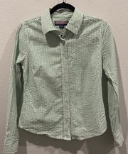 VINEYARD VINES Green White Striped Snail Long Sleeve Shirt 