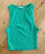 ZARA  RIbbed Tank Top in Green