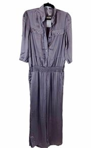 Belted Jumpsuit New Gray Size Large