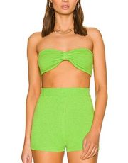 Superdown Kelly Green Knit Short Set Size LARGE Bandeau Neon Resort Emilija NEW