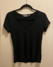 Athleta Black Burnout V-Neck T-shirt