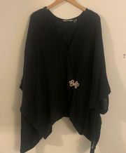 Soft Surroundings Black Textured Poncho Cardigan!