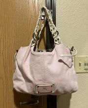 blue pink canvas bag