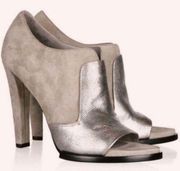 Alexander Wang Luisa Silver Suede Open Peep Toe High Heels 38