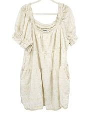 Old Navy Womens Lagenlook Beachy Textured Tiered Mini Dress Size XL Cream