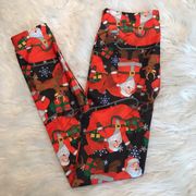 Santa Christmas Holiday leggings polyester spandex blend size small juniors