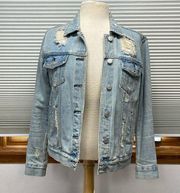 PacSun Oversized Destroyed Distressed Boyfriend Jean Jacket Size XS