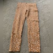 Lou & Grey Leggings Floral Side Pocket High Rise Rust Orange Soft Size S