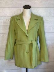 Rafaella apple green wool/cashmere lapel neck belted coat Size 14