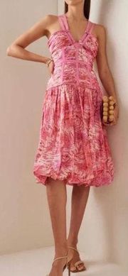 Ulla Johnson Womens Kaia Cotton Midi Dress Camellia Pink Floral Cotton Size 6