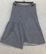 J.O.A Just One Answer Women's Paneled Asymmetrical Blue Striped Skirt Medium