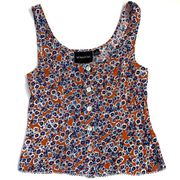 MINKPINK Coral & Blue Floral Pattern Sleeveless Cotton Blend Top