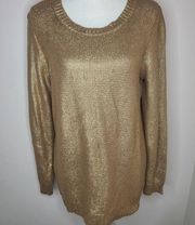 Rock & Republic Metallic Gold Sweater Size X Large