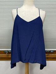 Lilly Pulitzer Blue 100% Silk Asymmetrical Cami Tank Top Size Medium