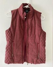 LEMON TART Skyros Vest Wool Quilted Herringbone Winter Burgundy Size S