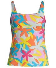 LANDS END SWIMSUIT TURQUOISE BLUE PINK YELLOW ORANGE FLORAL TANKINI TOP 1X