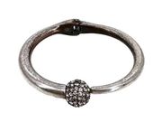 Banana Republic Rhinestone Ball Clamper Style Hinged Bracelet Silver Tone