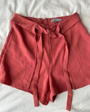 High Waited Tailored Flap Shorts In Burnt Orange 