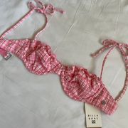 Gingham Pink Ruffle Bikini Top