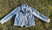 Iris distressed denim jacket medium light wash