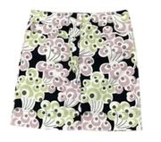 Ann Taylor LOFT Denim Skirt Floral Print Retro Size 4P Twee 70s Mini Hippie