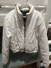 White Puffer Faux Leather XS