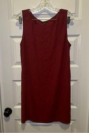 Eileen Fisher Maroon Scoop Neck Sleeveless Shift Silk Dress size M