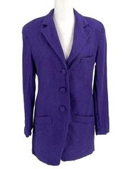 Vintage 90s Classiques Entier 100% Linen Blazer Jacket Lagenlook Purple size XS