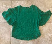 Ella Moss NWOT Green Bell Sleeves Silk Like Top