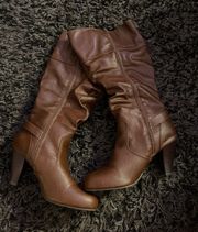 brown boots with heel