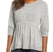 🎉 Caslon Grey Heather Peplum Crewneck Sweater size S