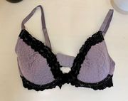 Lightly Lined Purple and Black Lace Bra